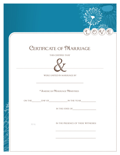 'Modern' Marriage Certificate