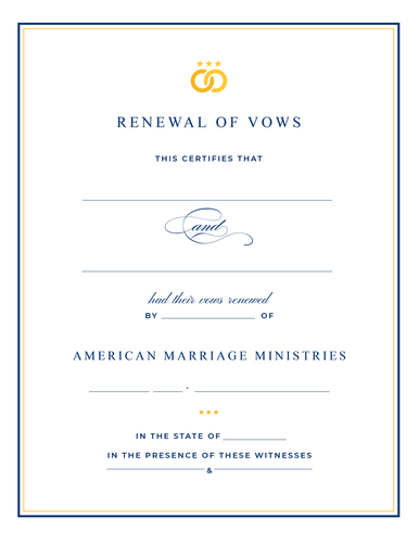 'Signature' Renewal of Vows Certificate